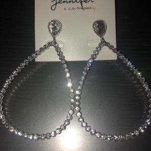 Large Rhinestone Teardrop Hoops